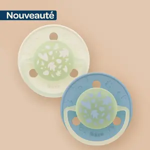 BIOLANE Lot de 2 sucettes nuit rondes +18 mois / Bleu pas cher