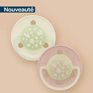 BIOLANE Lot de 2 sucettes nuit rondes +18 mois / Rose 