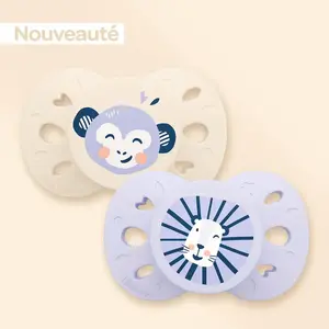 Biolane Sucettes Anatomiques Animaux - 6 À 18 Mois Lilas/beige pas cher