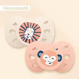 Biolane Sucettes Anatomiques Animaux - 6 À 18 Mois Rose/beige Imprimé pas cher