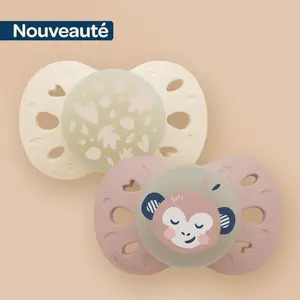 BIOLANE Sucettes Anatomiques Nuit - 6 À 18 Mois Rose/beige pas cher