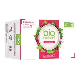 Comparateur de prix : NUTRISANTE Nutrisanté Infusion Canneberge et fleur d'hibiscus(Cranberry), Boîte de 20 sachets