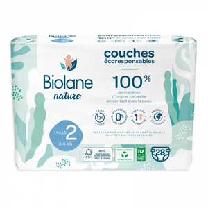 Biolane - Couches écologiques taille 2 3-6 kg 28 langes - Biolane