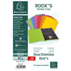 Comparateur de prix : Sous-chemises 80 g rock''s Exacompta 22 x 31 cm couleurs assorties - Paquet de 30