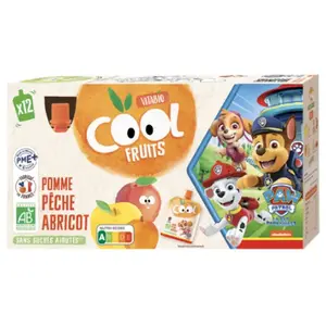 Comparateur de prix : Vitabio - Cool Fruits Pomme Pêche Abricot - Bio - Etui carton - 12x90g