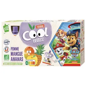 Comparateur de prix : Vitabio - Cool Fruits Pomme Mangue Ananas - Bio - Etui carton - 12x90g