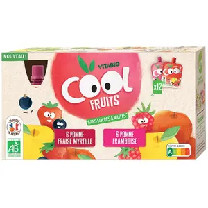 Vitabio Cool Fruits Biparfums 2 recettes Gourdes de 12 x90g pas cher