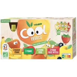 Vitabio Cool Fruits Multiparfums 4 recettes Gourdes de 12 x90g pas cher