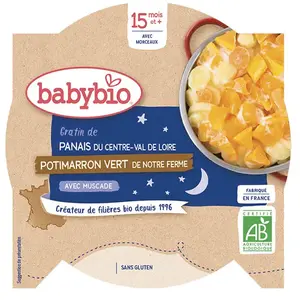 Comparateur de prix : Babybio Repas Soir Assiette Panais Potimarron vert +15m Bio 260g