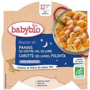 Comparateur de prix : Babybio Assiette Douceur de Panais, Carotte des landes, polenta 12+ Mo...