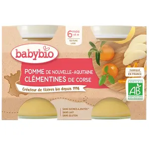 Comparateur de prix : Babybio Fruits Pot Pomme Clémentine +6m Bio 2 x 130g