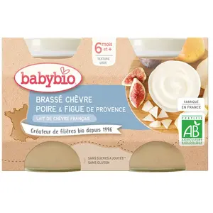 Comparateur de prix : Babybio Brassé Chèvre Poire & Figue De Provence 2 X 130 G De Babybio