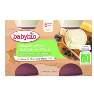 Babybio Brassé Avoine Banane Myrtille 2 X 130 G De Babybio pas cher