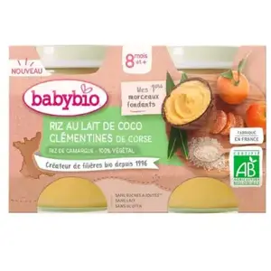 Comparateur de prix : Babybio Riz au Lait de Coco Clémentines de Corse Bio 2 x 130g