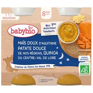 Comparateur de prix : Babybio Bonne Nuit Maïs Doux Patate Douce Quinoa Bio 2 x 200g