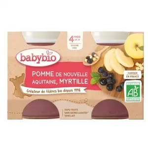 Comparateur de prix : Babybio Fruits Pot Pomme Myrtille +4m Bio 2 x 130g