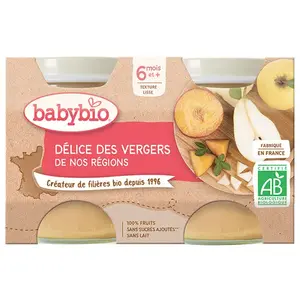 Comparateur de prix : Babybio Fruits Pot Délice des Vergers +6m Bio 2 x 130g