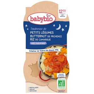 Comparateur de prix : Babybio Repas Soir Bol Petits Légumes Butternut Riz +12m Bio 2 x 200g
