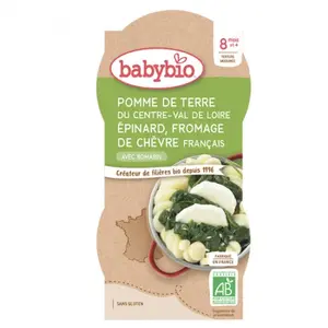 Comparateur de prix : Babybio Repas Soir Bol Pomme de Terre Epinard Chèvre +8m Bio 2 x 200g