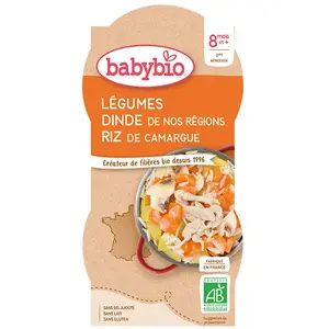 Comparateur de prix : Babybio Repas Midi Bol Légumes Dinde Riz +8m Bio 2 x 200g