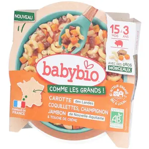 Comparateur de prix : BABYBIO Plat Préparé Carottes, Coquillettes, Champignons, Jambon - 200...