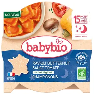 Comparateur de prix : Babybio Ravioli Butternut Sauce aux Tomates de Nos Régions et Champign...