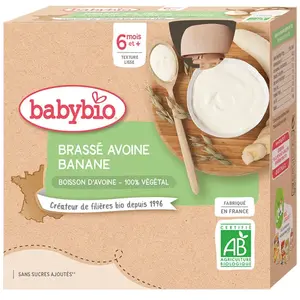 Comparateur de prix : Babybio Desserts Végétaux Gourde Brassé Avoine Banane +6m Bio 4 x 85g
