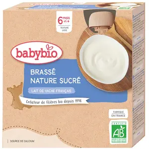Comparateur de prix : Babybio Desserts Lactés Gourde Brassé Nature Sucré +6m Bio 4 x 85g