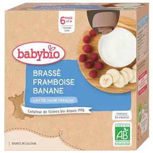 Comparateur de prix : Babybio Desserts Lactés Gourde Brassé Framboise Banane +6m Bio 4 x 85g