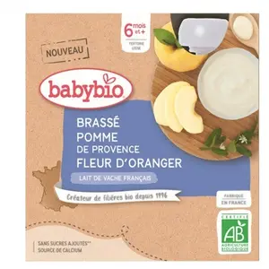 Comparateur de prix : Babybio Brassé Pomme DE Nouvelle-Aquitaine Fleur D'oranger dès 6 mois