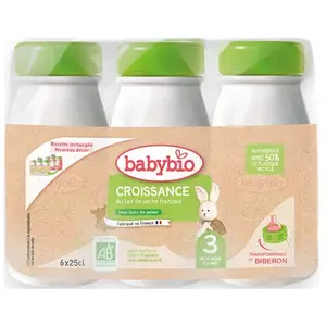 Babybio croissance au lait de vache français 6 bouteilles de 25cl pas cher