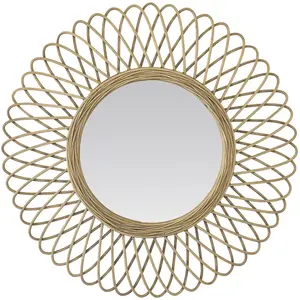 EMDE Miroir rond en rotin naturel 58cm pas cher