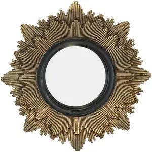 Drawer Léonie - miroir soleil ø28 cm - couleur - noir / or GR214C28-0