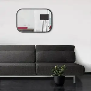 Drawer Miroir rectangulaire industriel 40x60 noir pas cher