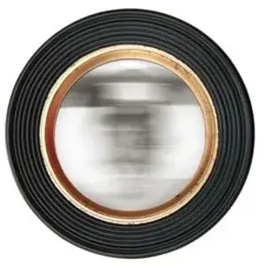 EDME Lacroix Emde - Miroir rond convexe noir et doré 38,5cm