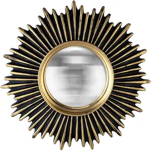 EDME Lacroix Emde - Miroir soleil convexe noir et doré 20cm pas cher