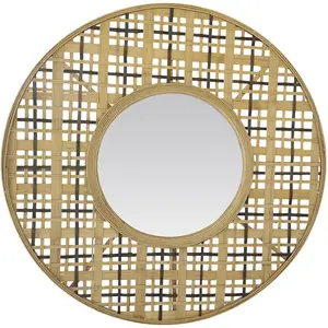 EMDE Miroir rond en bambou 80cm pas cher