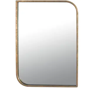 EMDE Miroir rectangle au coins asymétriques arrondis métal doré 76x56cm