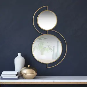 EMDE Miroir double ronds métal or pas cher