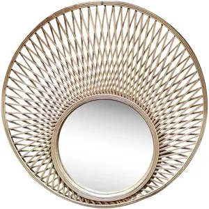 EMDE Miroir rond décalé en bambou 80cm pas cher