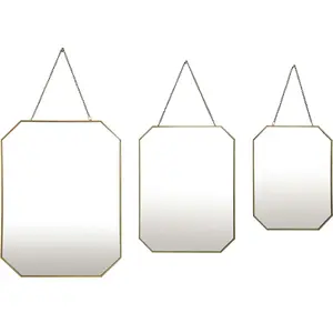 EMDE Lot de 3 miroirs avec chaînette en métal doré pas cher