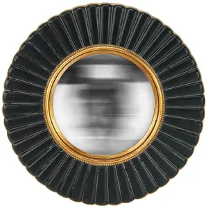 EMDE Miroir fleur convexe noir et doré 26cm pas cher