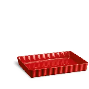 Tourtière rectangle rouge 33 cm - Emile Henry - Rouge - Céramique pas cher