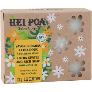 Comparateur de prix : Hei Poa Soins Corps Savon Surgras Extra-Doux Huile de Monoï 100g