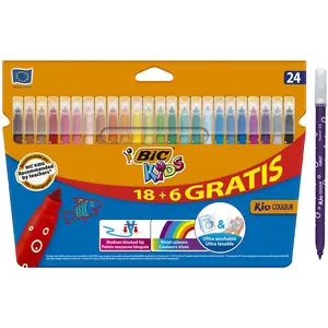 Feutre de coloriage BIC Kids KID COULEUR 18+6 GRATUITS ! pas cher