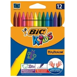 BIC Kids Plastidécor 12 Craies de Coloriage