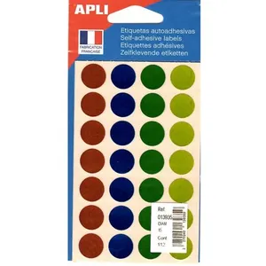 Comparateur de prix : APLI 13935 - Pochette de 112 pastilles adhésives métallisées Ø 15 mm