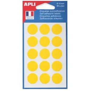 Comparateur de prix : AGIPA APLI 111963 - Pochette de 90 pastilles de couleur jaune Ø 19 mm
