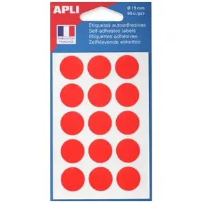 Comparateur de prix : AGIPA APLI 111964 - Pochette de 90 pastilles de couleur rouge Ø 19 mm