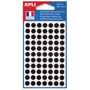 Comparateur de prix : APLI-AGIPA 111837 Pastille Adhésive 8mm Pochette Lot de 462, Noir